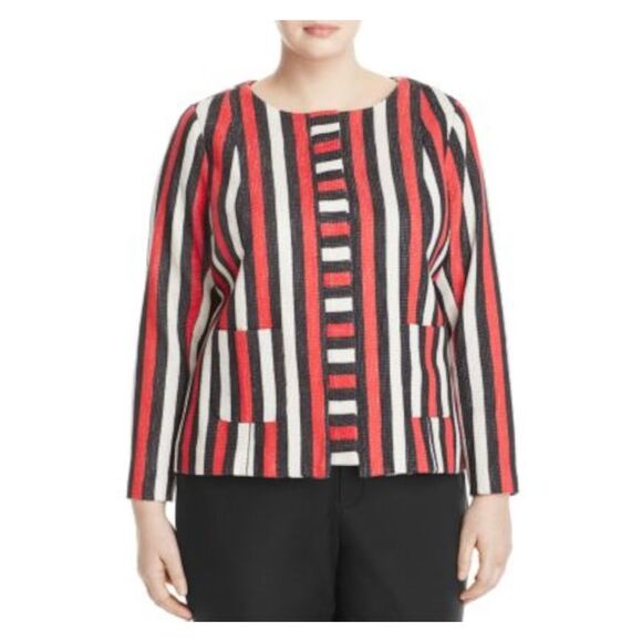 FOXCROFT Womens Red Lined Long Sleeve Wear To Work Button Down Jacket Plus 20W